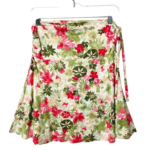 Patagonia Lithia Skirt Floral Mini Size M Stretchy Tie Adjustable Waist Pull On - Picture 2 of 7